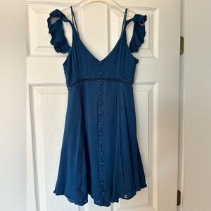 Lulus Blue Button-Front Mini Dress